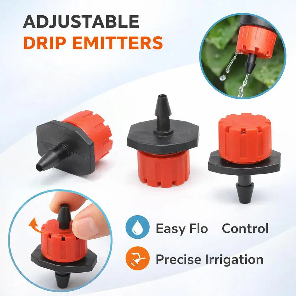 50/100-Pack Adjustable Drip Irrigation Emitters | 1/4" Garden Drip Irrigation Emitters QXL