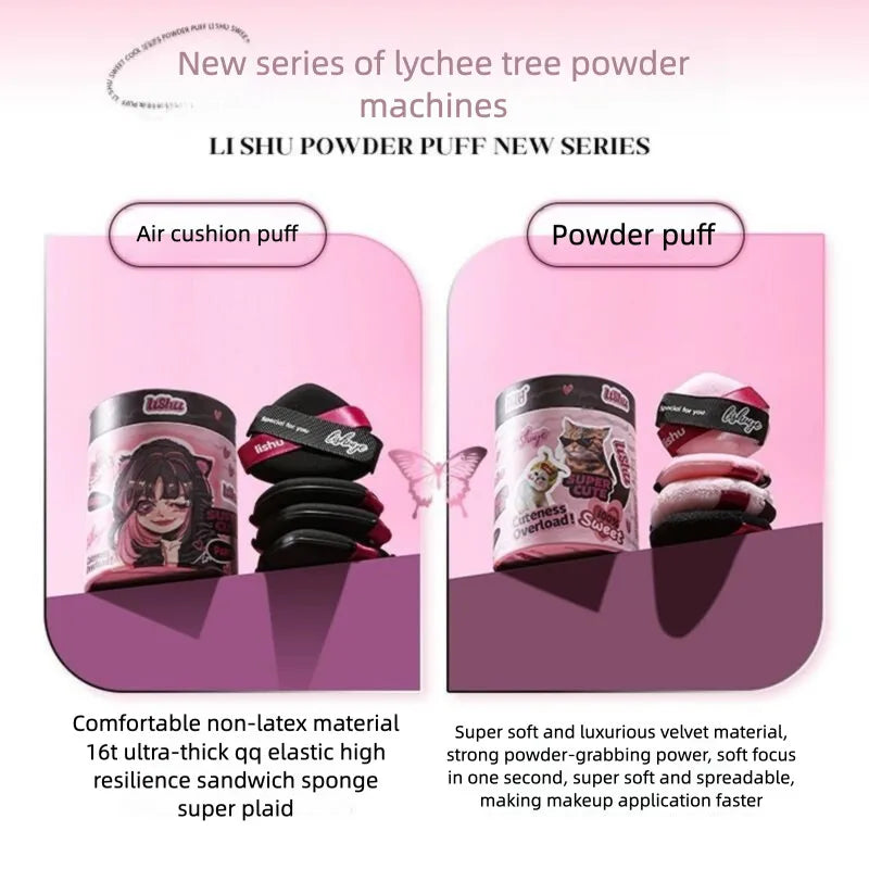 Velvet Powder Puff Set | Air Cushion Flocking Sponge 2-Pack Makeup Powder Puff QXL