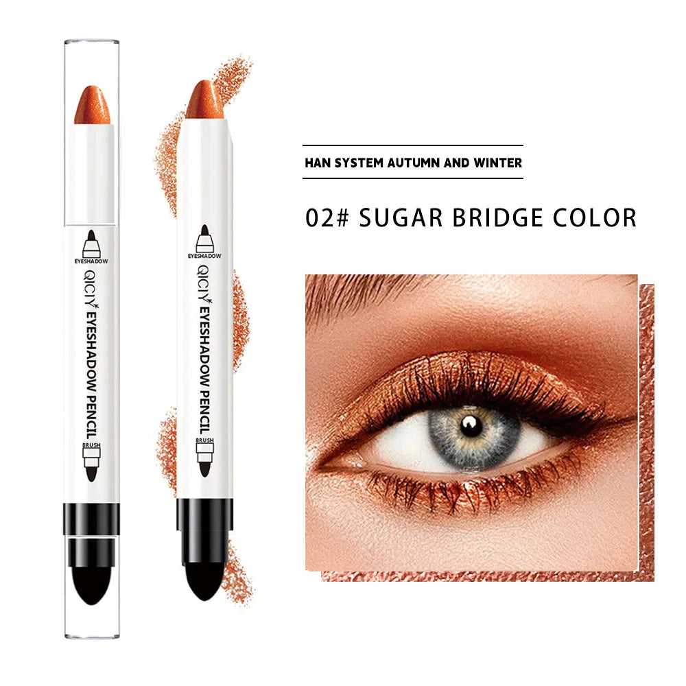 Double-Ended Pearlescent Eyeshadow Stick & Highlight Brush Eyeshadow Stick QXL QZY-8802-02