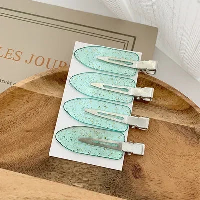Sakura Pink Duckbill Hair Clips | Seamless No-Bend Bangs Hair Clip Set QXL 4pcs NO.22