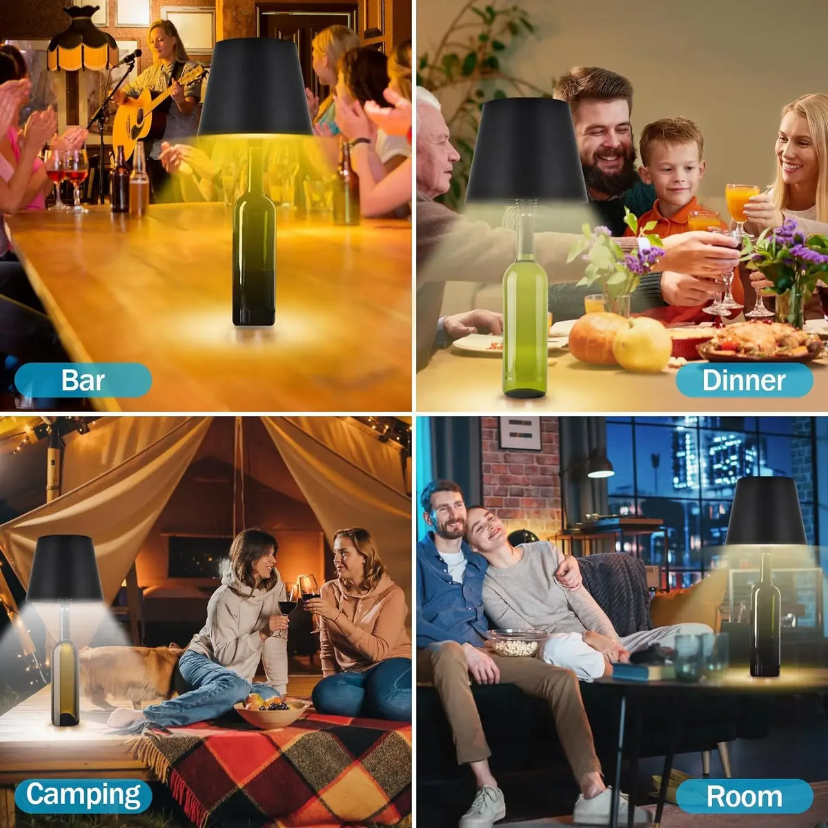 Touch Control LED Wine Bottle Light | Rechargeable Table Lamp LED Table Lamp QXL
