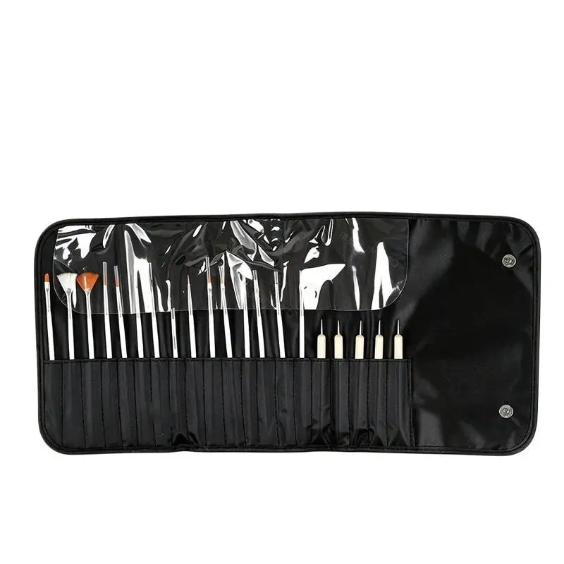 Roll-Up Nail Art Brush Holder & Pen Storage Bag – Waterproof Nail Brush Storage Roll QXL