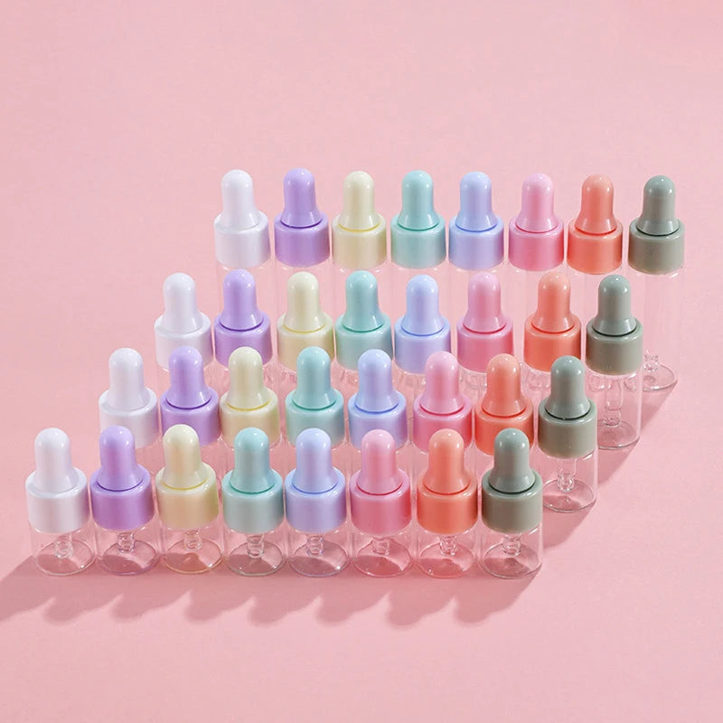 7-Pc Mini Glass Dropper Bottle Set | 1–5ml Macaron Vials Glass Dropper Bottles QXL
