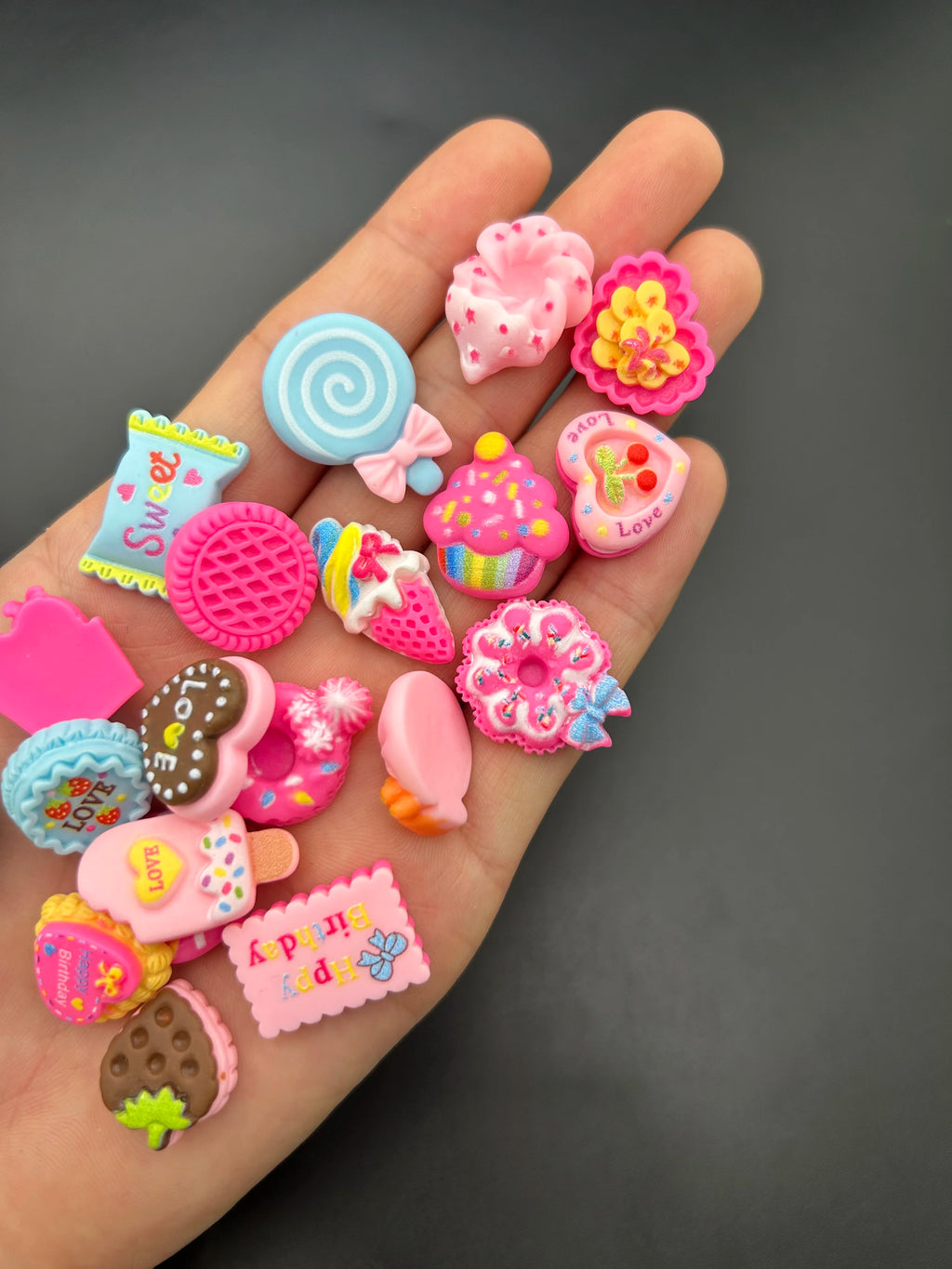 20-Pc 3D Kawaii Dessert Nail Charms | Resin Donut & Ice Cream 3D Nail Charms QXL