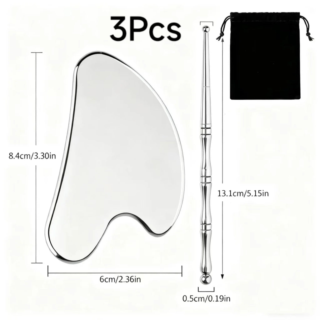 3-Pc Stainless Steel Gua Sha Scraping & Massage Tool Set Gua Sha Massage Tool QXL