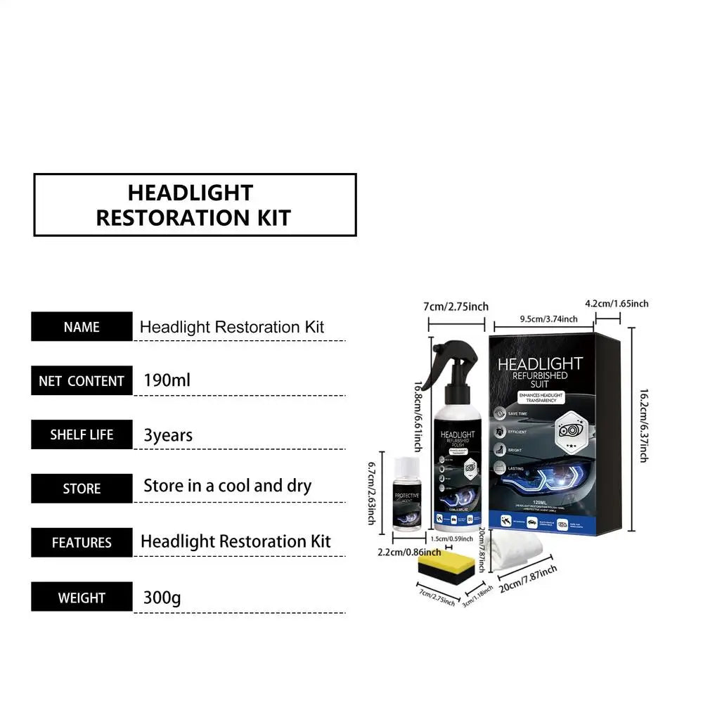 Car Headlight Restoration Spray Kit – Removes Oxidation & Yellowing Headlight Restoration Kit QXL 1pcs