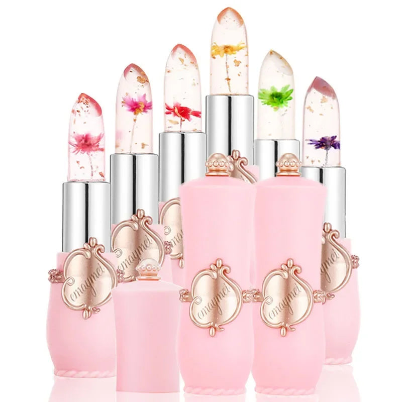 6-Pc Jelly Crystal Flower Lipstick Set | Color-Changing Lip Gloss Jelly Crystal Lipstick Set QXL