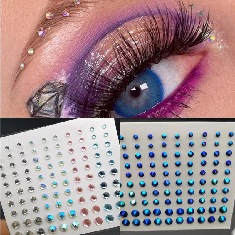 Diamond Face Rhinestone Stickers | Glitter Body Gems Mixed Size Face & Body Gems QXL