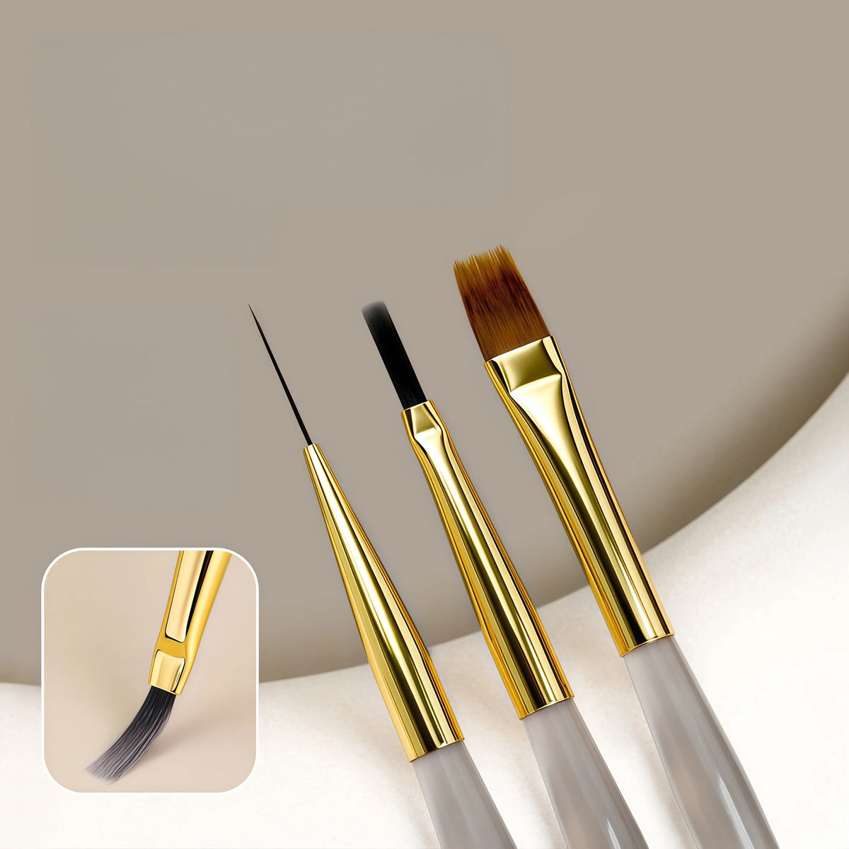 3-Piece Nail Art Liner Brush Set | Acrylic & Gel Painting Nail Art Brush Set QXL 3pcs