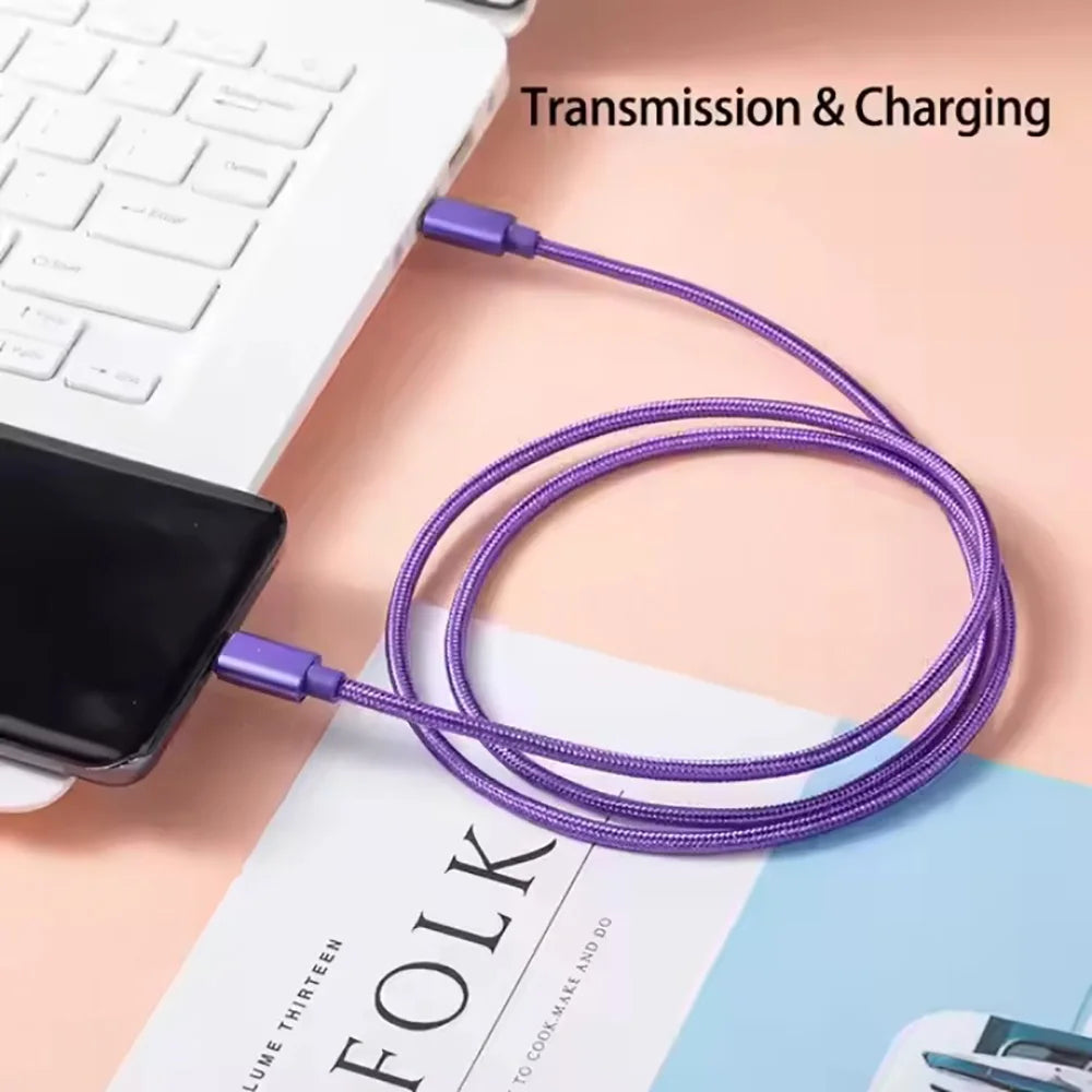 66W USB-C to USB-C Fast Charging Nylon Cable 1M 2M 3M USB-C Charging Cable QXL
