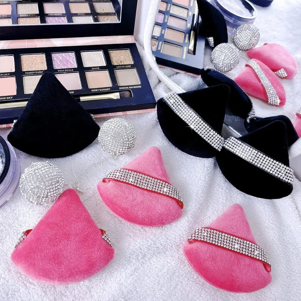 6-Pack Pink Triangle Powder Puffs | Velvet Makeup Sponge Set Makeup Powder Puff QXL
