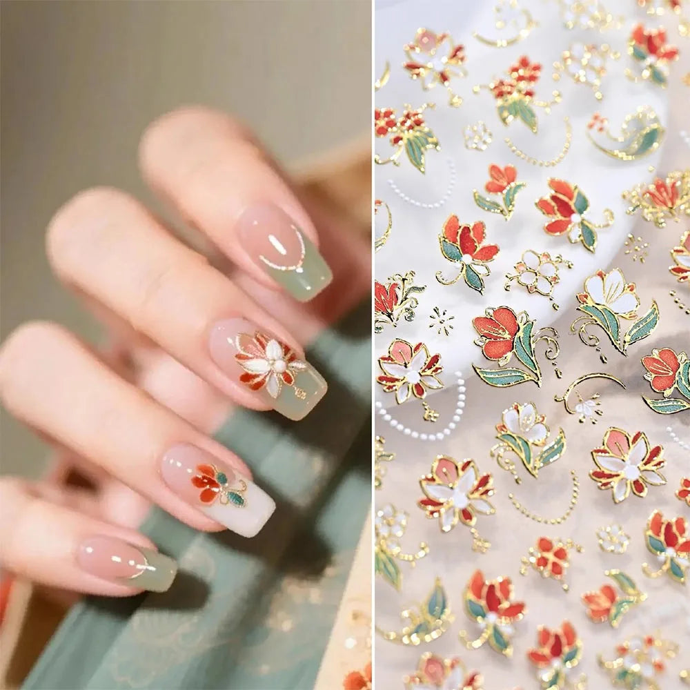 5D Baroque Gemstone Nail Stickers | Luxury Palace Nail Decals Nail Art Stickers QXL Type D