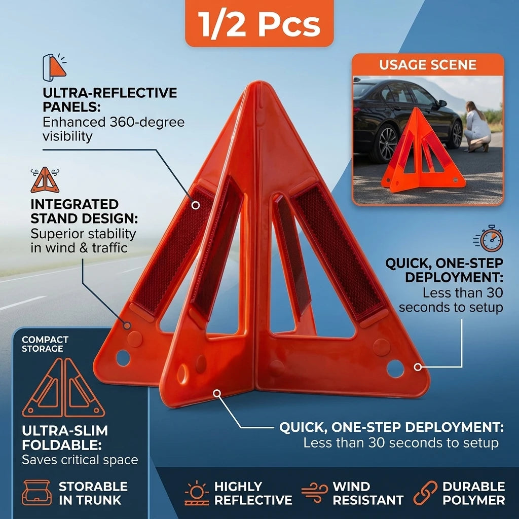 Foldable Reflective Car Emergency Warning Triangle Safety Sign Emergency Warning Triangle QXL
