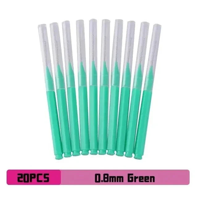 20-Pack Interdental Brushes for Braces & Tooth Gaps Interdental Brush Set QXL M356 green 20pcs