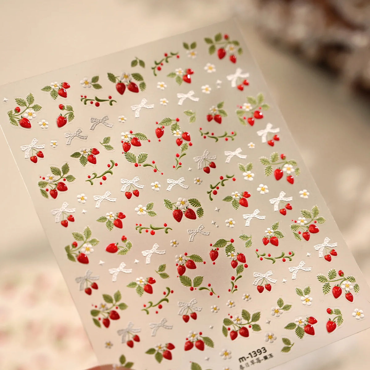 Spring Strawberry Vine 5D Nail Art Stickers & Decals DIY