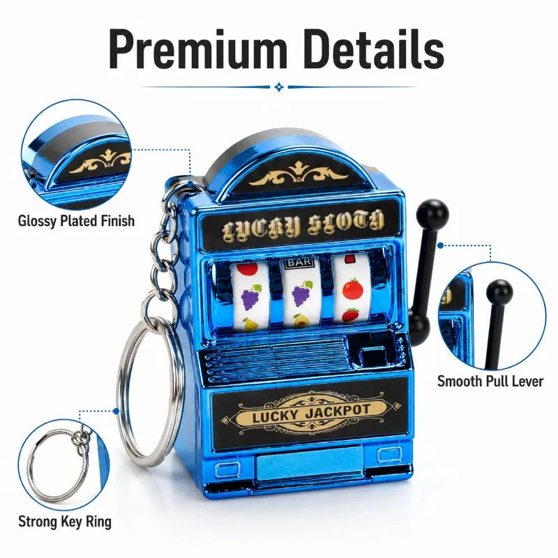 Mini Slot Machine Keychain | Retro Fruit Reel Pull Lever Novelty Keychain Toy QXL