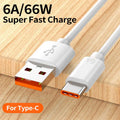 6A USB-C Cable 66W Fast Charging Cord | Android Compatible USB-C Charging Cable QXL 6A For Type C 1m