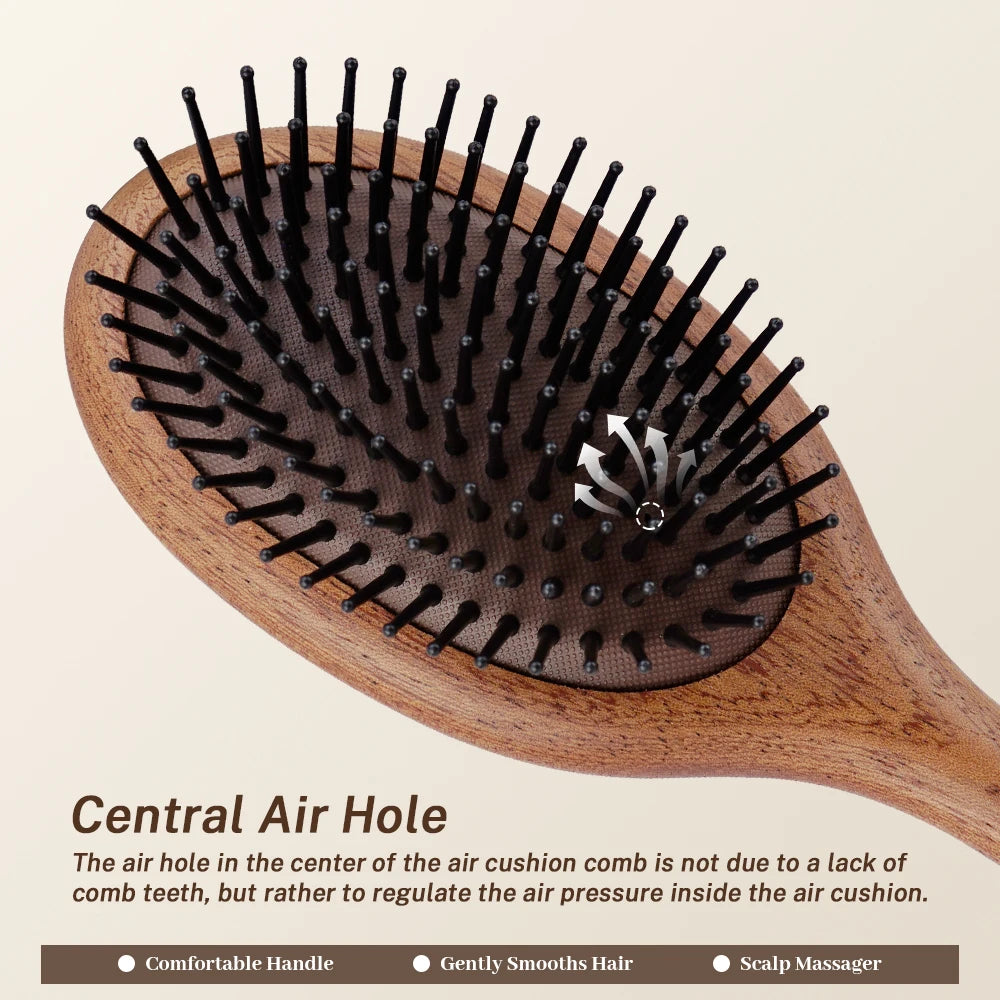 Wooden Bamboo Hair Brush – Airbag Cushion Scalp Massage Comb Hair Brush QXL