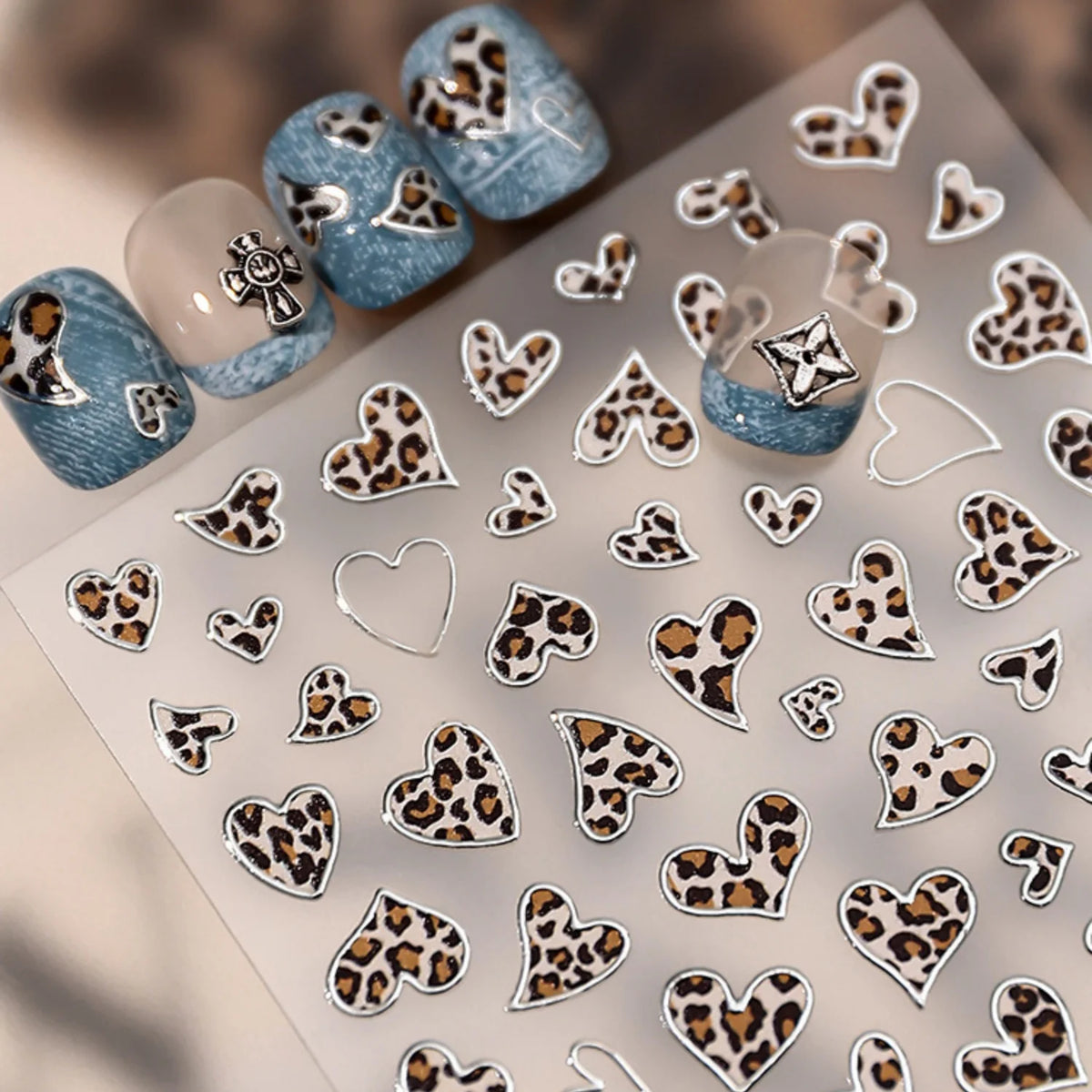 5D Leopard Print Y2K Nail Art Stickers | Self-Adhesive Decals Nail Art Stickers QXL