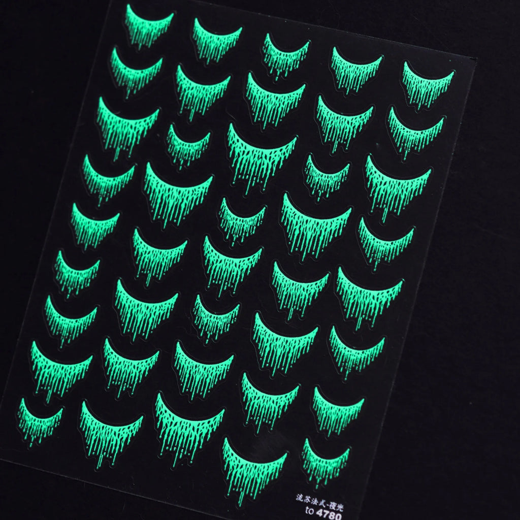 5D Glow-in-the-Dark Nail Stickers | Y2K Tassel French Tip Nail Art Stickers QXL