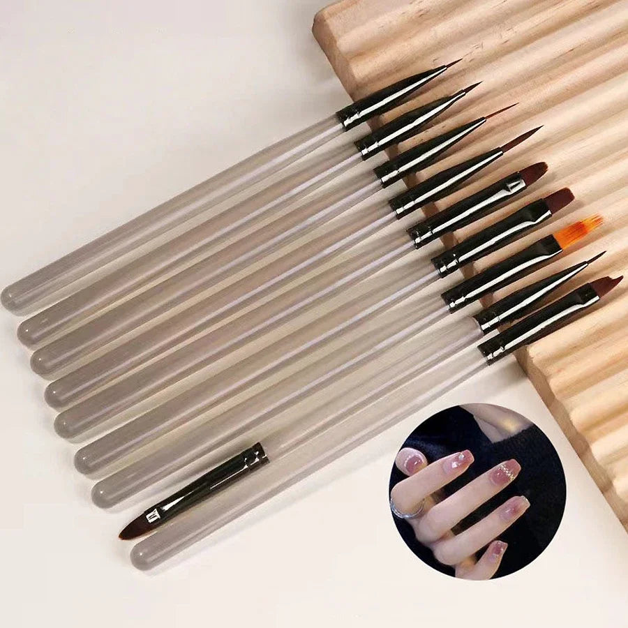 9-Piece Nail Art Brush Set | Multifunctional Nail Pen Kit Nail Art Brush Set QXL GRAY