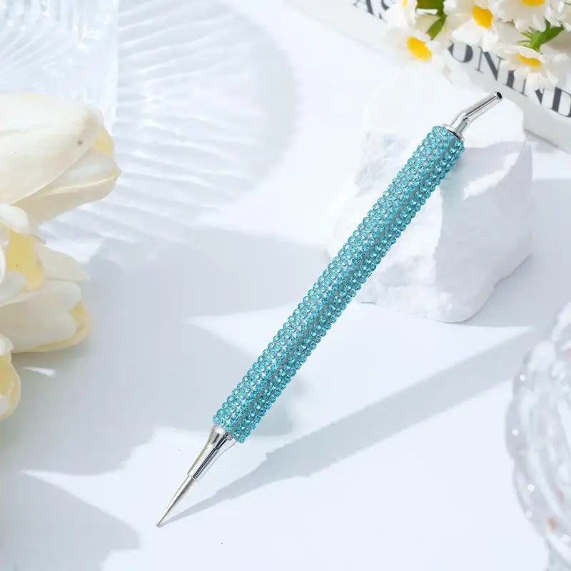 Dual-Ended Rhinestone Picker Pen – Fine & Angled Nail Art Tool Rhinestone Picker Pen QXL Light blue