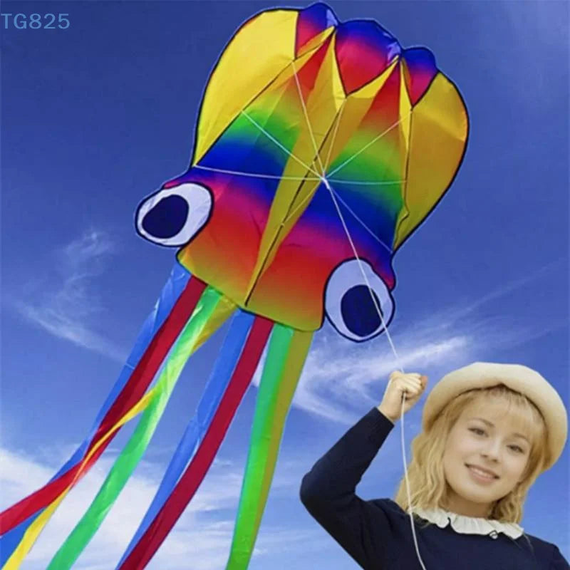 4m Giant 3D Octopus Soft Kite | Rainbow Colors & 100m Line Giant Soft Kite QXL