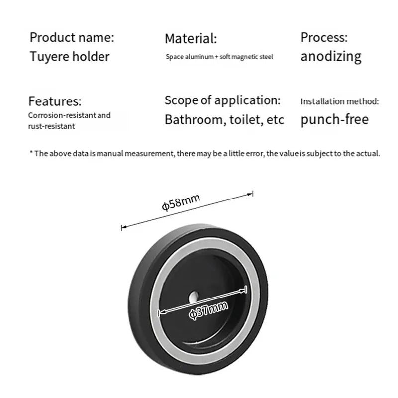 Magnetic Hair Dryer Wall Mount Hanger | Black Aluminum Stand Hair Dryer Wall Mount QXL
