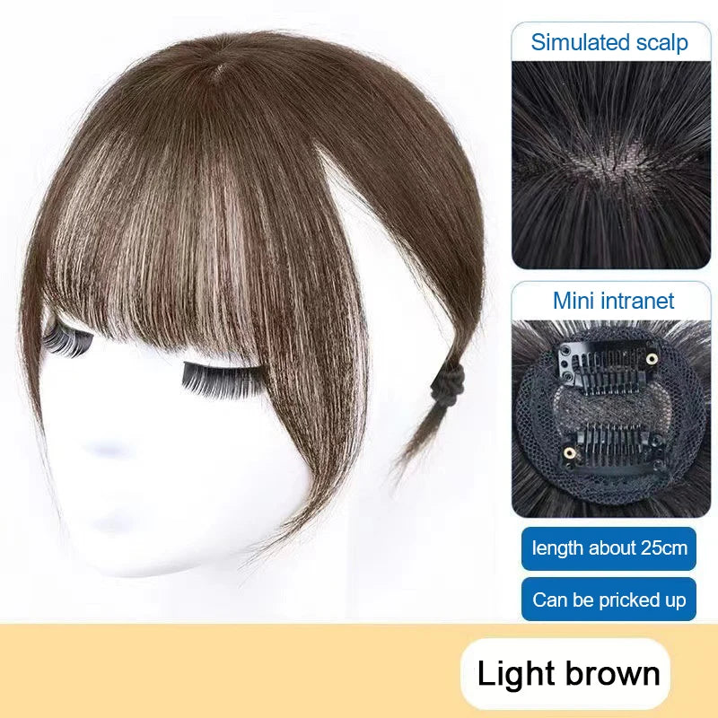 Clip-In Split Bangs Hair Extension | Left & Right Side Fringe Clip-In Bang Extension QXL 02 Light brown