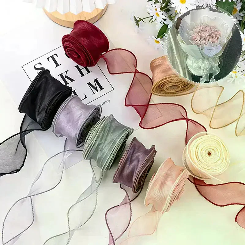 10-Yard Organza Wavy Edge Ribbon 4cm | Bouquet & Gift Wrap Organza Craft Ribbon QXL