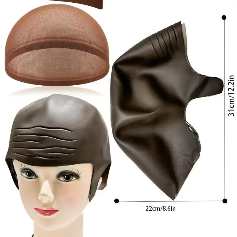 Realistic Latex Bald Cap Set | Halloween Cosplay Wig Cap Bald Cap Costume QXL