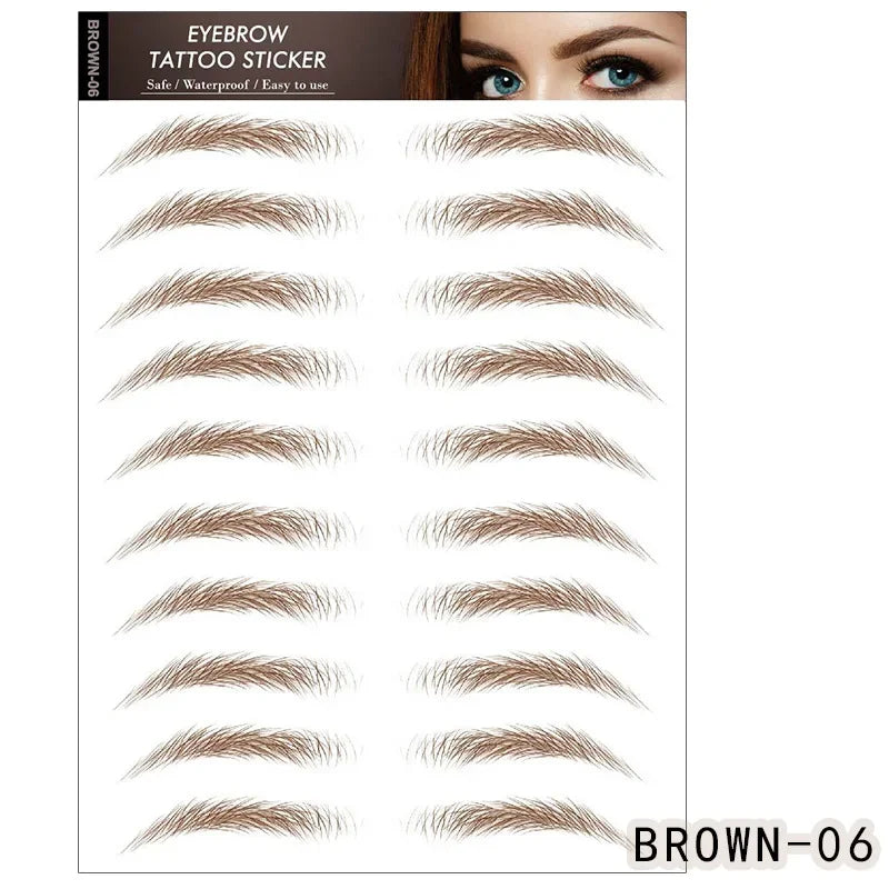6D Waterproof Hair-Like Eyebrow Tattoo Stickers | Easy Brow Eyebrow Tattoo Stickers QXL BROWN-06