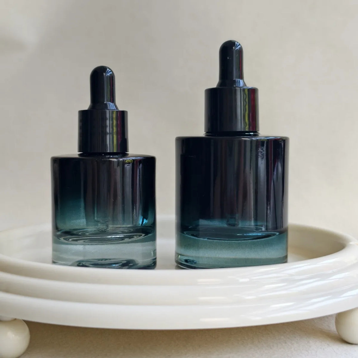 Gradient Teal Glass Dropper Bottle 30ml 50ml | Refillable Serum Vial Glass Dropper Bottle QXL
