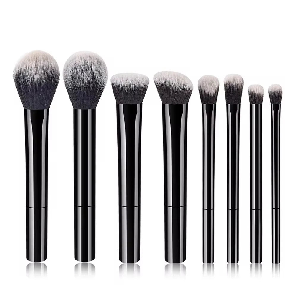 8-Piece Makeup Brush Set | Soft Synthetic Bristles Makeup Brush Set QXL black