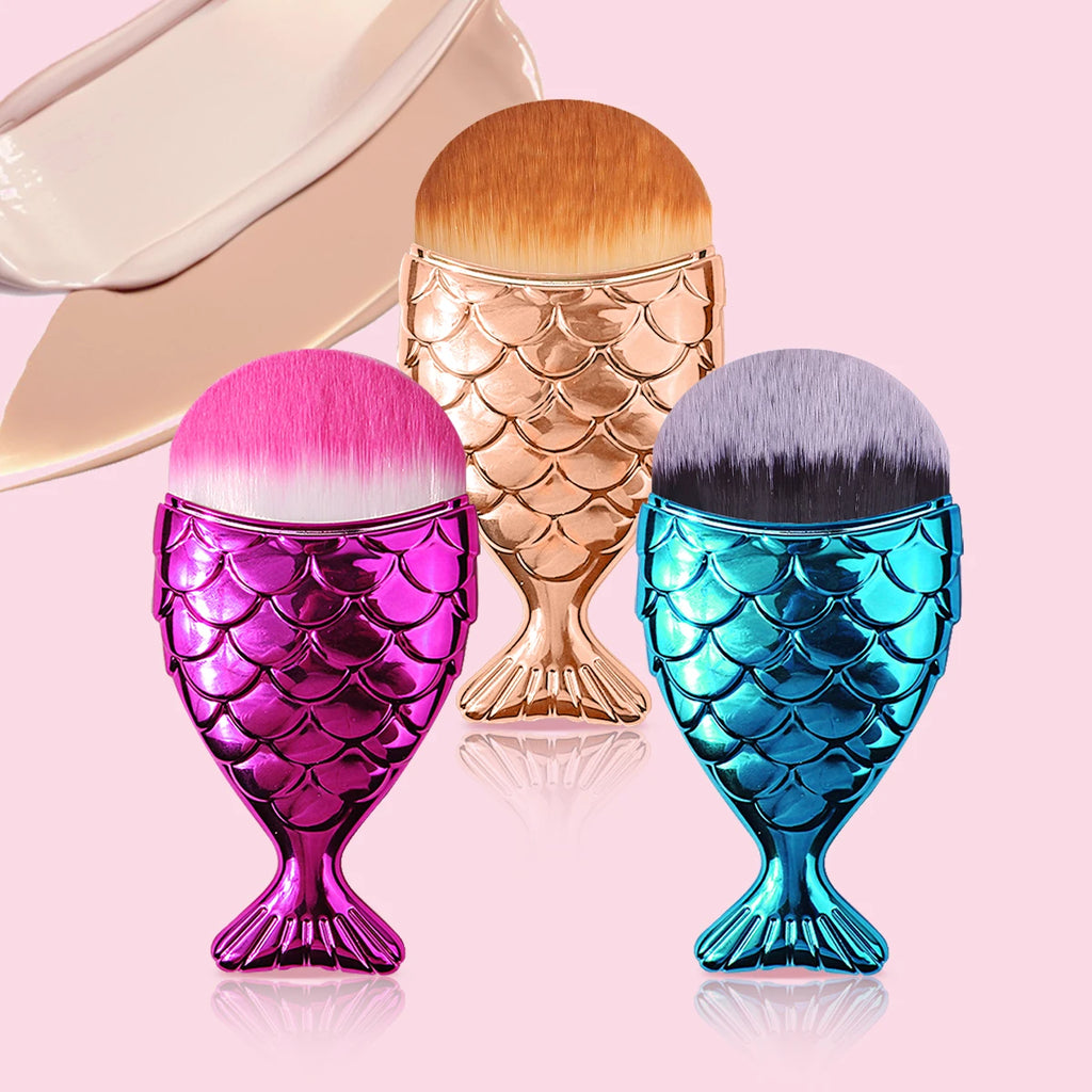 KOSSHOW Rose Gold Mermaid Foundation Brush | Tongue-Shaped Foundation Brush QXL