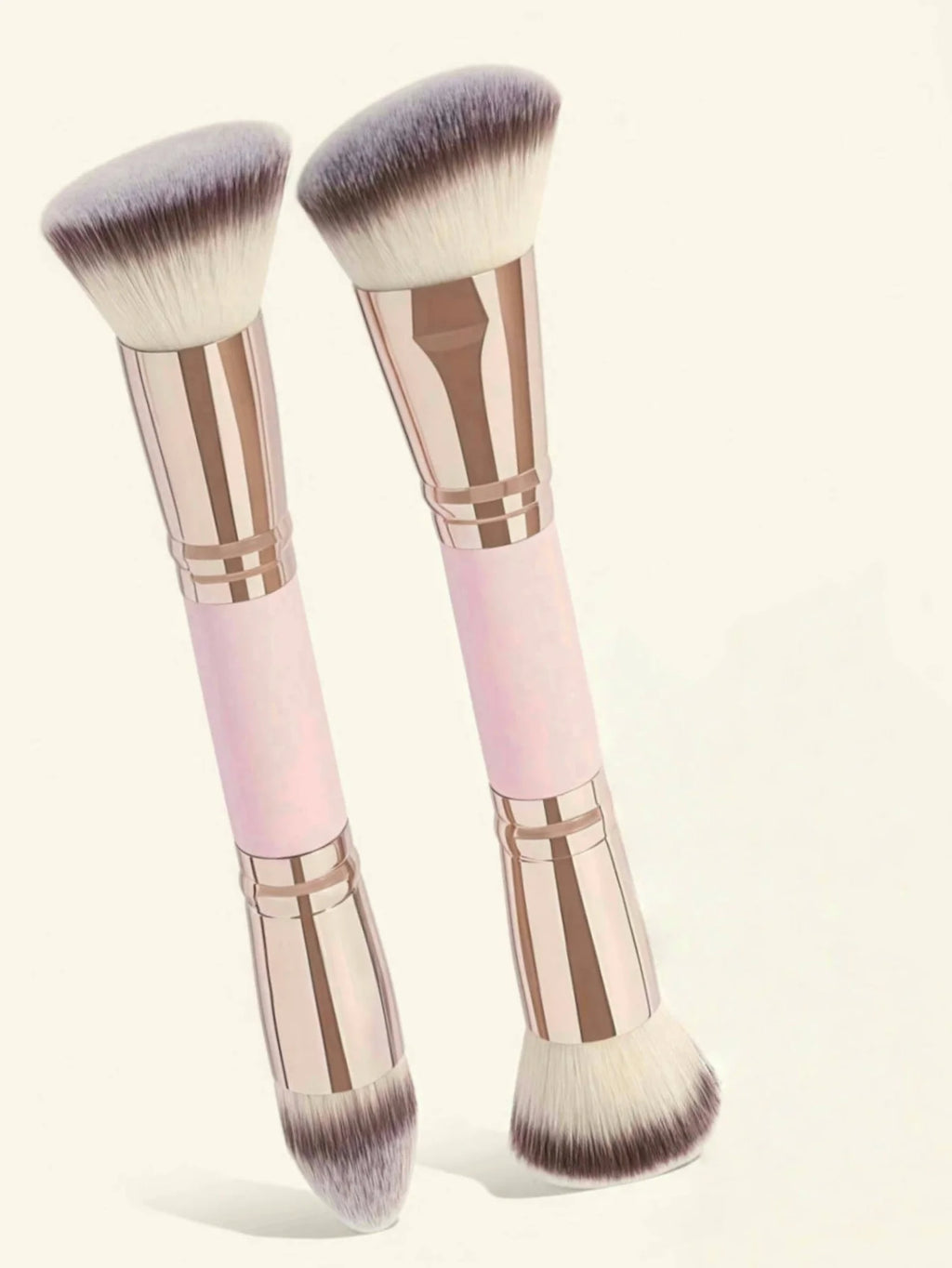 Double-Ended Foundation & Contour Brush Set – 2 Pack Makeup Brush Set QXL