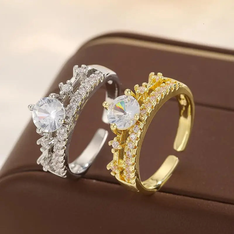 Double Layer Butterfly Mermaid Tail Crystal Ring | Adjustable Fashion Ring QXL