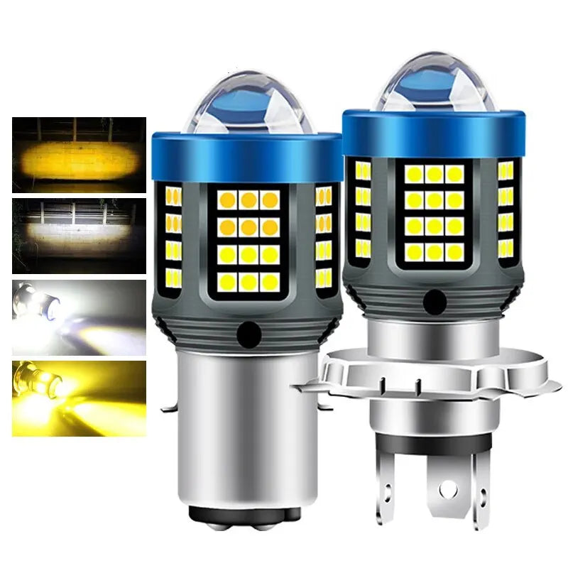 H4 BA20D H6 CSP LED Motorcycle Headlight – Dual Color Hi-Lo Motorcycle Headlight Bulb QXL