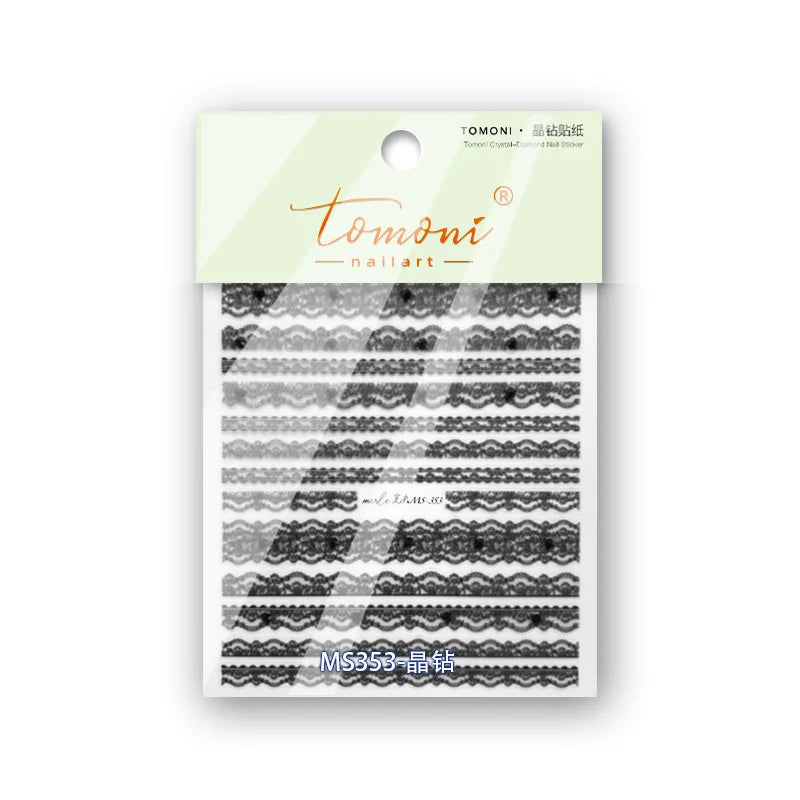5D Relief Nail Art Stickers – Lace Bow & Lattice Decals