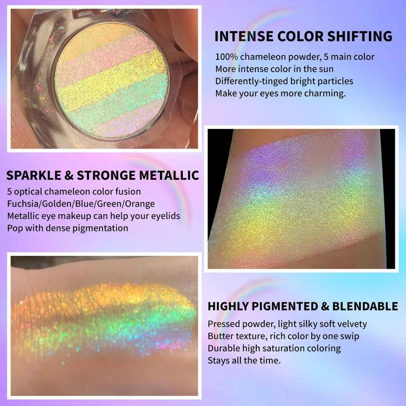 5-Color Chameleon Rainbow Diamond Eyeshadow | Shimmer & Glitter Shimmer Eyeshadow QXL