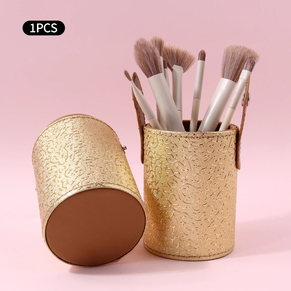 KOSSHOW Gold Makeup Brush Holder – Dustproof Large Brush Pot Makeup Brush Holder QXL