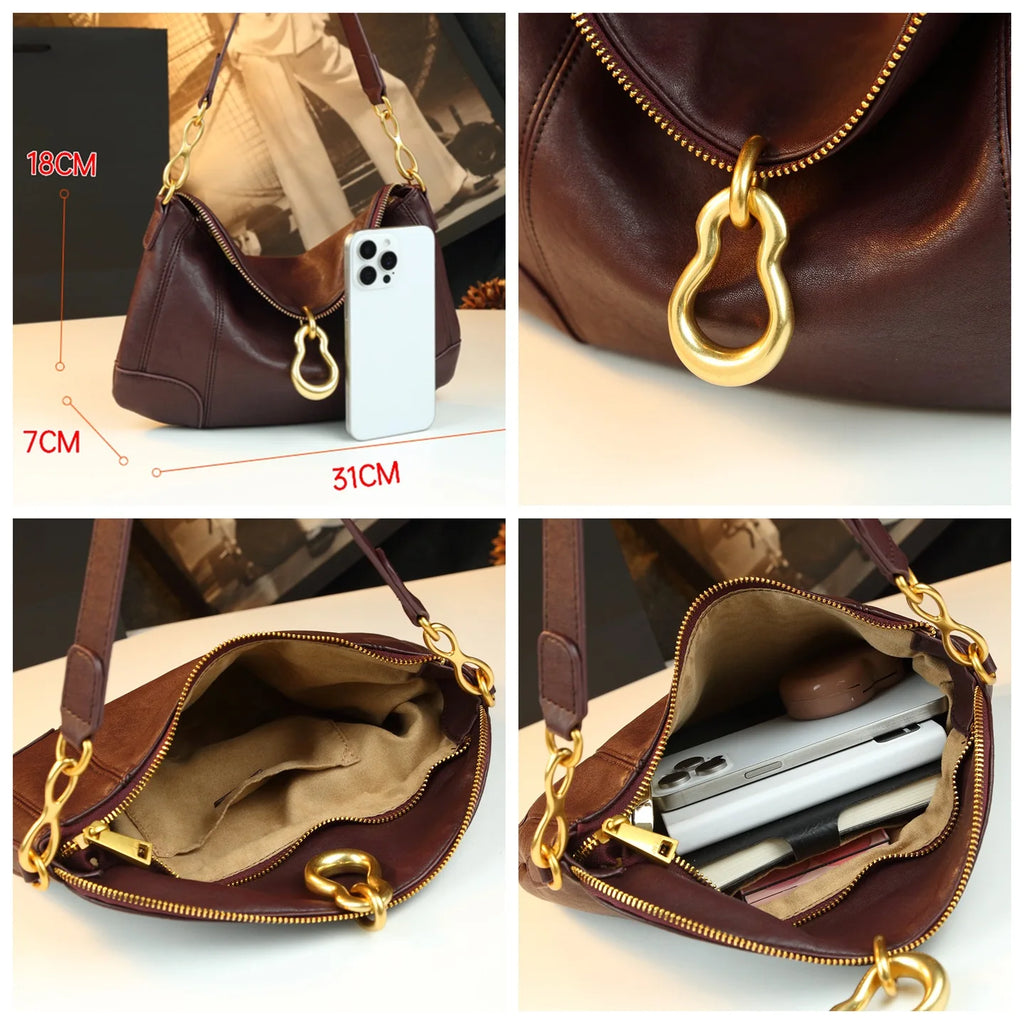 Luxury Minimalist Diaper Bag | Vintage Leather Crossbody Tote Diaper Bag Tote QXL