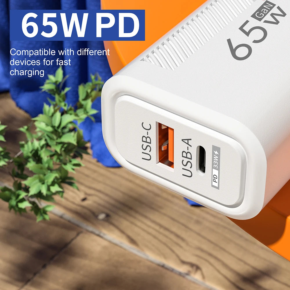 65W GaN USB-C Charger PD 33W QC3.0 | iPhone & Samsung GaN Wall Charger QXL