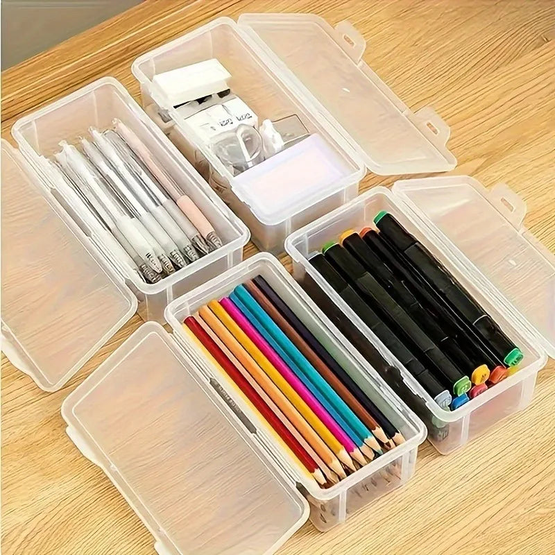 Large Transparent Pencil & Marker Storage Box – 19×9×6cm Pencil Storage Case QXL