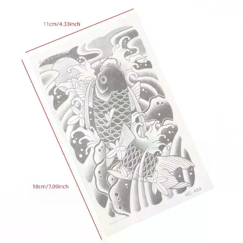 Japanese Koi Fish Temporary Tattoo Sticker | Waterproof 7–14 Days Temporary Tattoo Sticker QXL