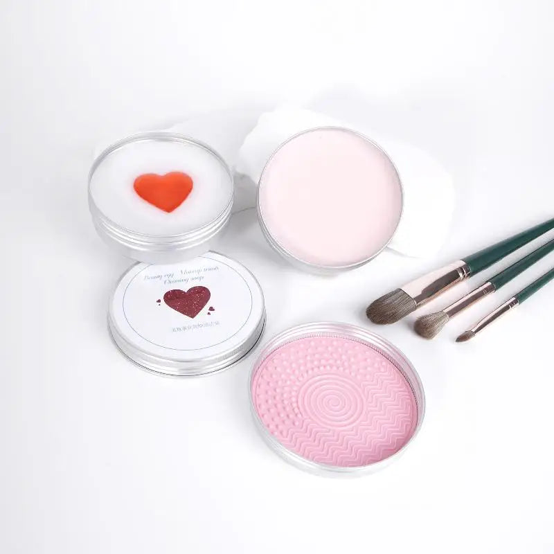 Makeup Brush Cleansing Soap Kit with Silicone Scrub Pad Brush Cleansing Soap QXL