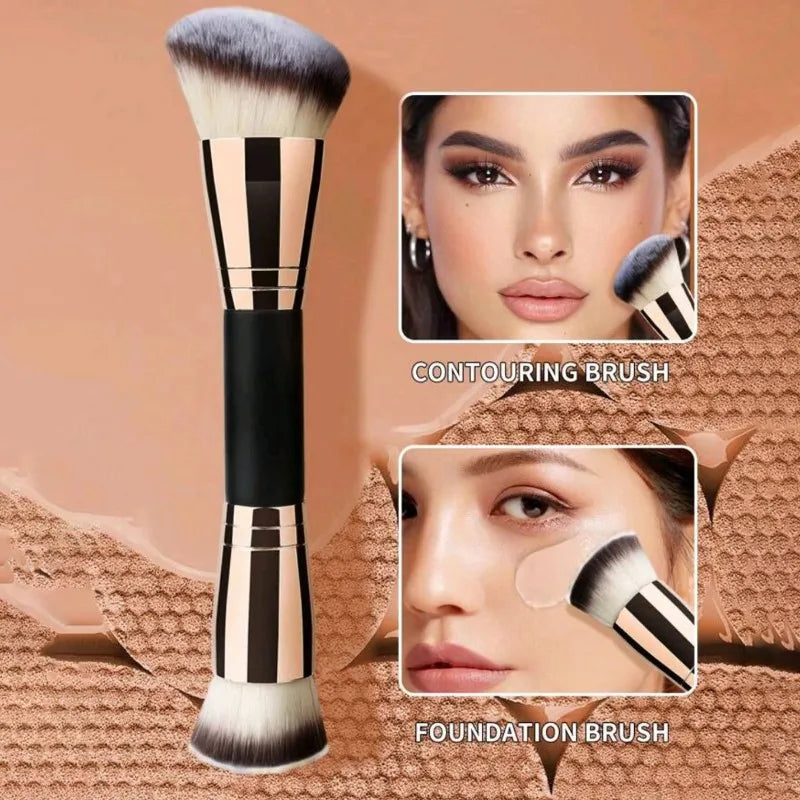2-Pack Double-Ended Makeup Brush Set | Foundation & Contour Makeup Brush Set QXL