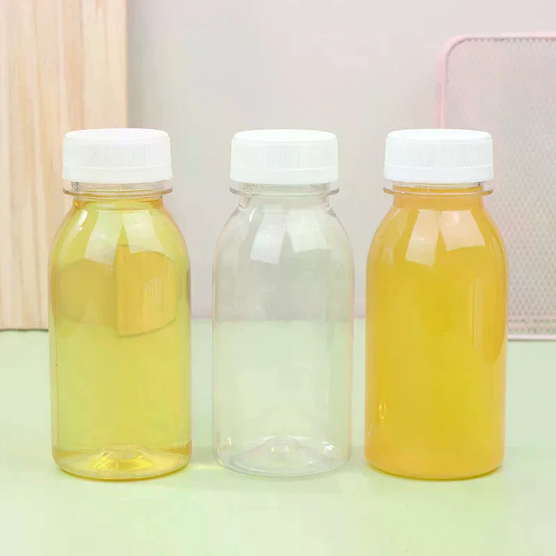 6-Pack 200ml Clear PET Plastic Bottles with Lids | Kids & Café Plastic Drink Bottles QXL