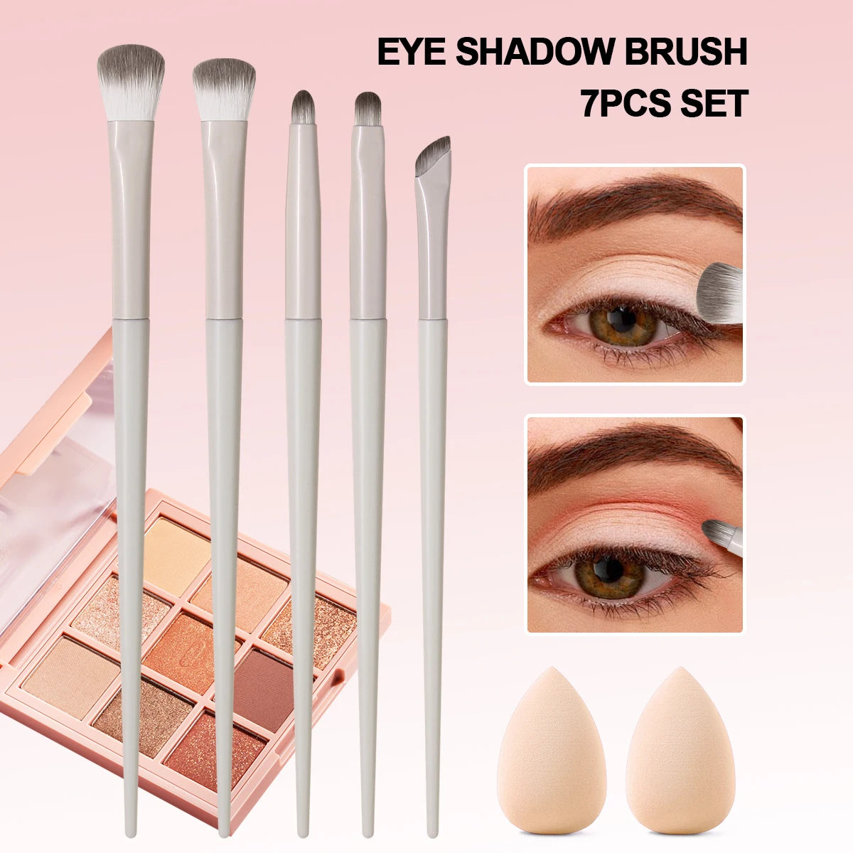 KOSSHOW 7-Pc Eyeshadow Brush Set | Blending & Smoky Eye Eyeshadow Brush Set QXL