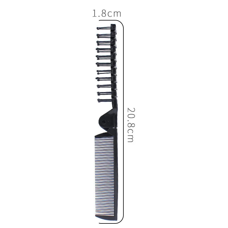 Double-Sided Folding Pocket Beard Comb | Fine & Wide Teeth Pocket Beard Comb QXL Black